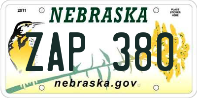 NE license plate ZAP380