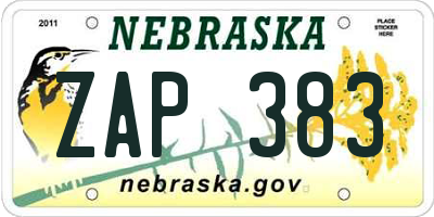 NE license plate ZAP383