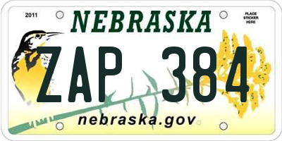 NE license plate ZAP384