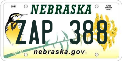 NE license plate ZAP388