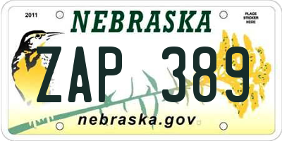NE license plate ZAP389