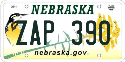 NE license plate ZAP390