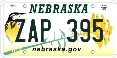NE license plate ZAP395