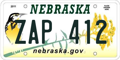 NE license plate ZAP412