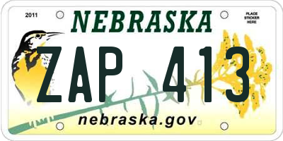 NE license plate ZAP413