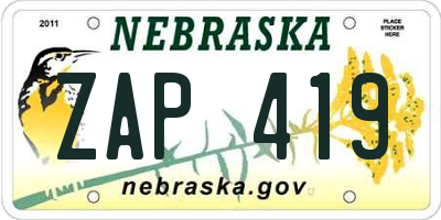 NE license plate ZAP419