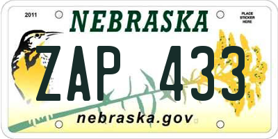 NE license plate ZAP433