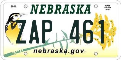 NE license plate ZAP461