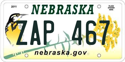 NE license plate ZAP467