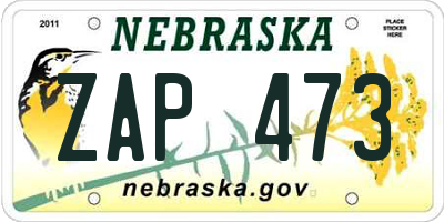 NE license plate ZAP473