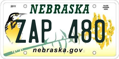 NE license plate ZAP480