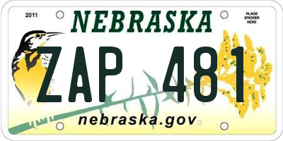 NE license plate ZAP481