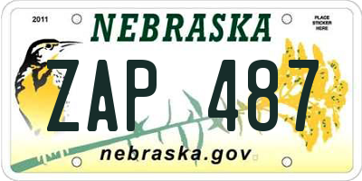 NE license plate ZAP487