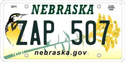 NE license plate ZAP507