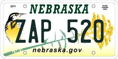 NE license plate ZAP520