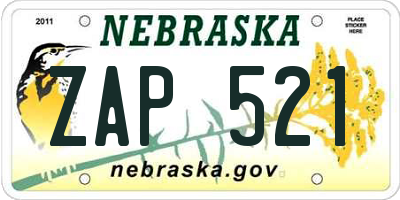 NE license plate ZAP521