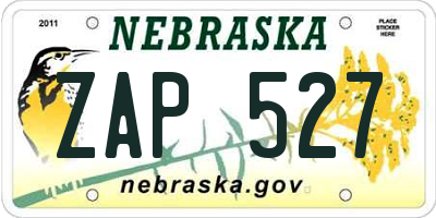 NE license plate ZAP527