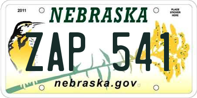 NE license plate ZAP541