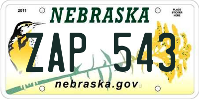 NE license plate ZAP543