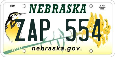 NE license plate ZAP554
