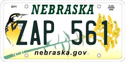 NE license plate ZAP561