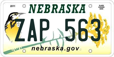 NE license plate ZAP563