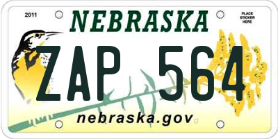 NE license plate ZAP564