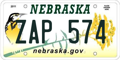 NE license plate ZAP574