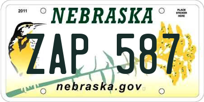 NE license plate ZAP587