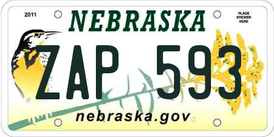 NE license plate ZAP593