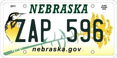 NE license plate ZAP596