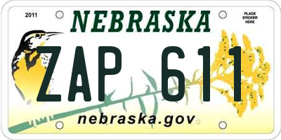 NE license plate ZAP611