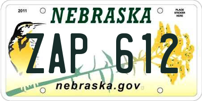NE license plate ZAP612
