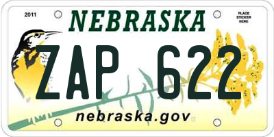 NE license plate ZAP622