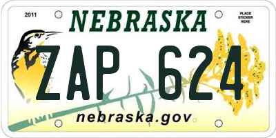NE license plate ZAP624