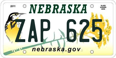 NE license plate ZAP625