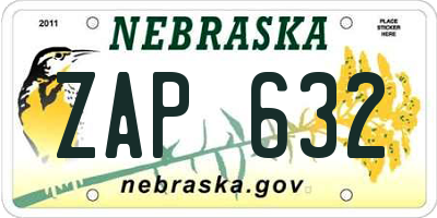NE license plate ZAP632