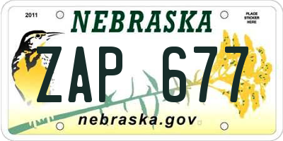 NE license plate ZAP677