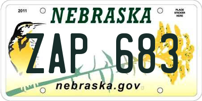 NE license plate ZAP683