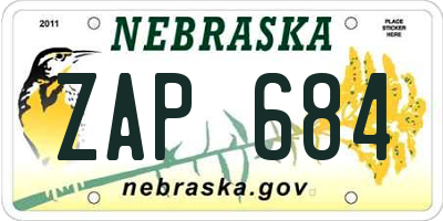 NE license plate ZAP684