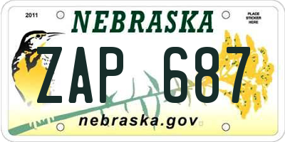 NE license plate ZAP687
