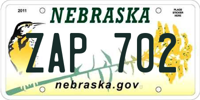 NE license plate ZAP702
