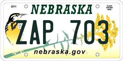 NE license plate ZAP703
