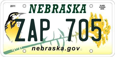 NE license plate ZAP705