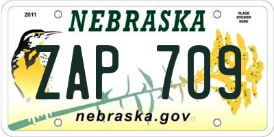NE license plate ZAP709