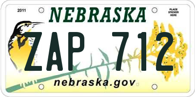 NE license plate ZAP712