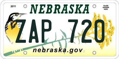 NE license plate ZAP720
