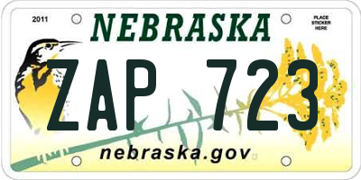 NE license plate ZAP723