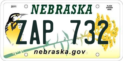 NE license plate ZAP732