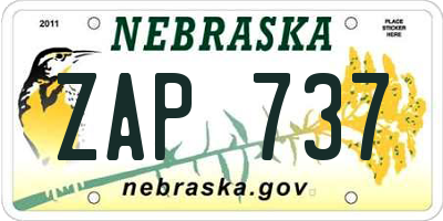 NE license plate ZAP737